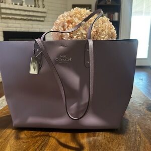 Coach Lavender Pebbled Leather Tote with Shoulder Straps
